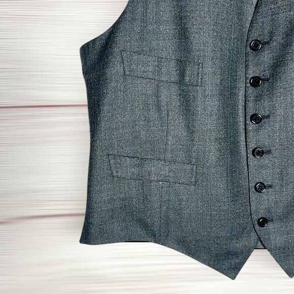 SULKA Gray Suit Jacket Blazer and Vest Super 150 Wool made in Italy size US 42R - Picture 13 of 16